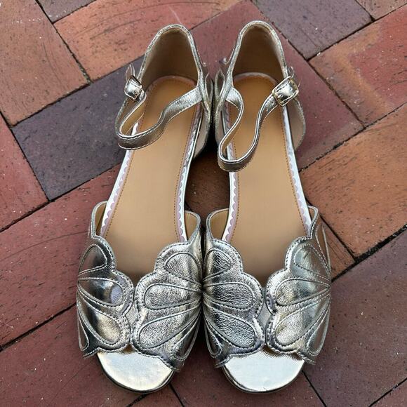 Otto + Ivy Lola Gold Leather Flat Plus Wide Larger Sizes Sandals NWOT 43 / 11 - Picture 3 of 10